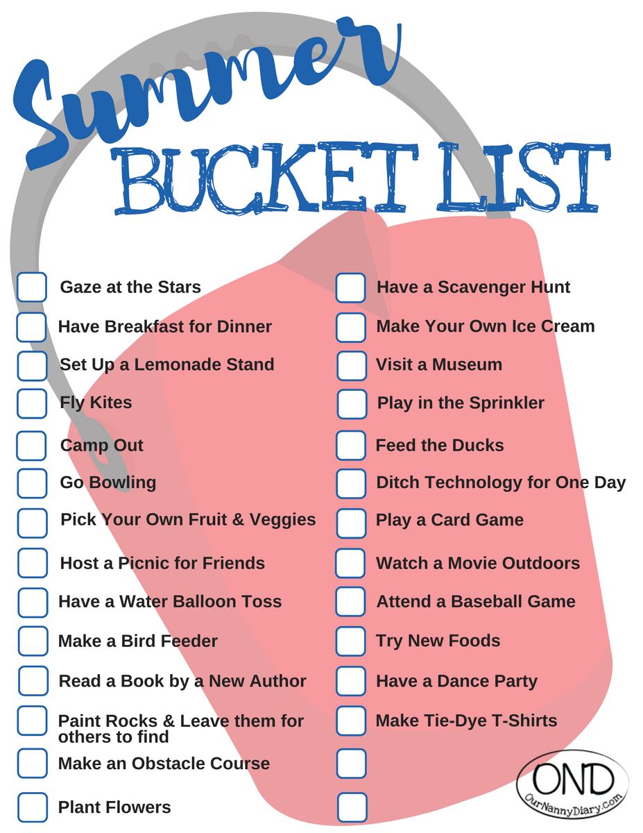 Summer Bucket List – Our Nanny Diary