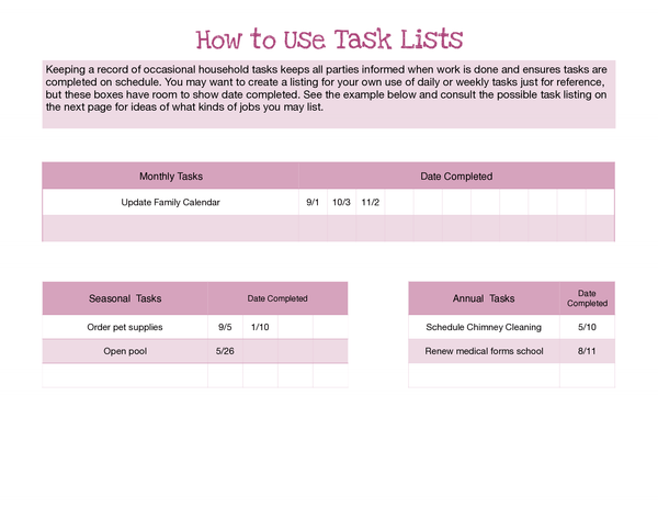 Task Checklist