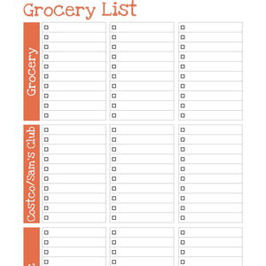 Grocery List Blank