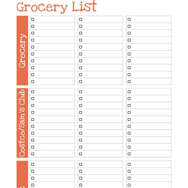 Grocery List Blank