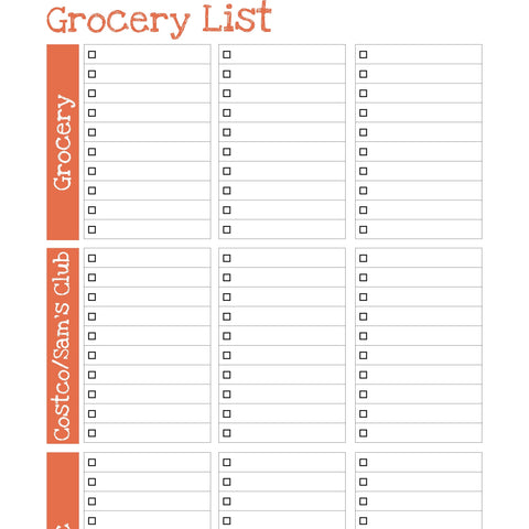 Grocery List Blank