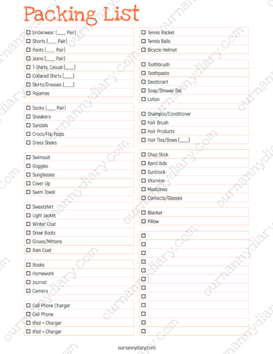 Packing Lists